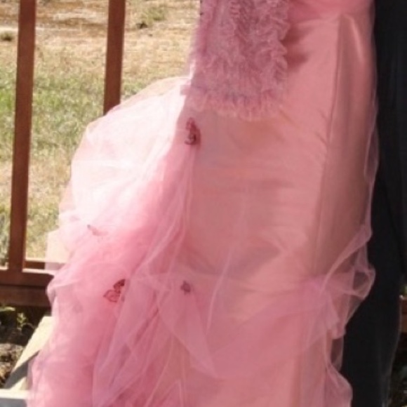 Luly Yang Couture Raspberry Creme Silk Gown - Picture 11 of 14